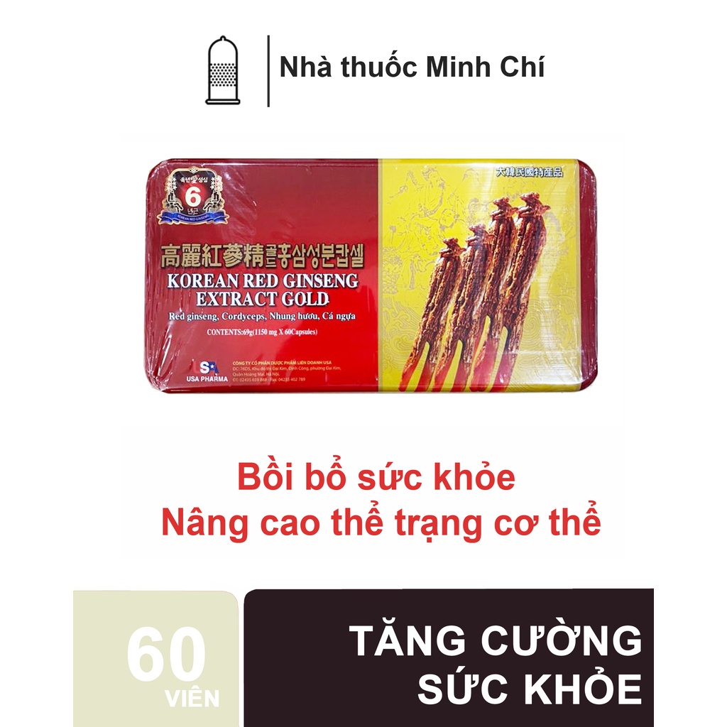 VIÊN UỐNG HỒNG SÂM KOREA RED GINSENG EXTRACT GOLD BỒI BỔ SỨC KHOẺ ( HỘP 60V)