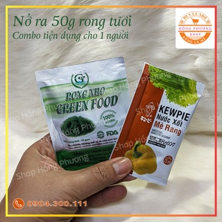 Combo Rong nho tách nước Green Food gói 20g + xốt Mè rang Kewpie 15ml
