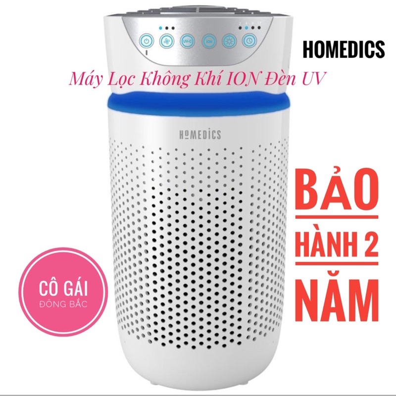 [Mã ELHA22 giảm 6% đơn 300K] Máy lọc không khí ion có đèn UV lọc bụi mịn, tạo ẩm HoMedics AP-AT20 5in1 [Mua 1 Tăng 1 ]