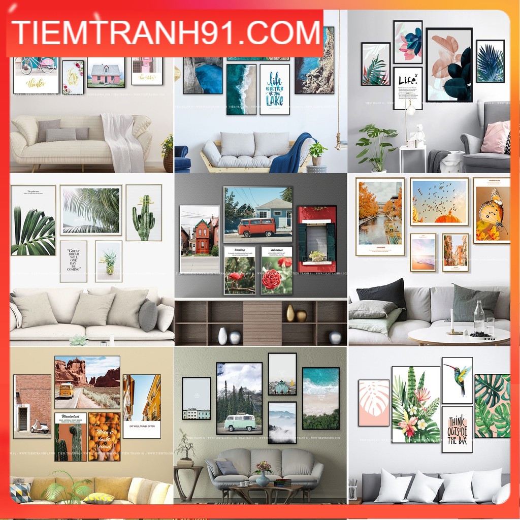 TRANH TREO TƯỜNG BỘ 5 BỨC - 🔥TIỆM TRANH 91🔥 - TRANH CANVAS Bắc Âu giá rẻ, in theo yêu cầu-tranh treo tường phòng khách