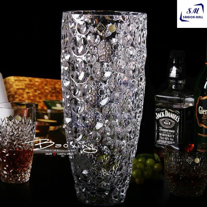 Bình bông lọ hoa thủy tinh trang trí CHẤM BI sang trọng cao cấp - lọ hoa cao cấp - 2032