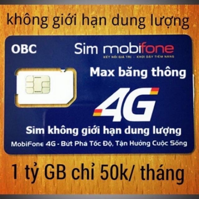 SIM HOT -   SIM 4G Mobifone MAX BĂNG THÔNG gói Dip50 KHÔNG GIỚI HẠN DATA