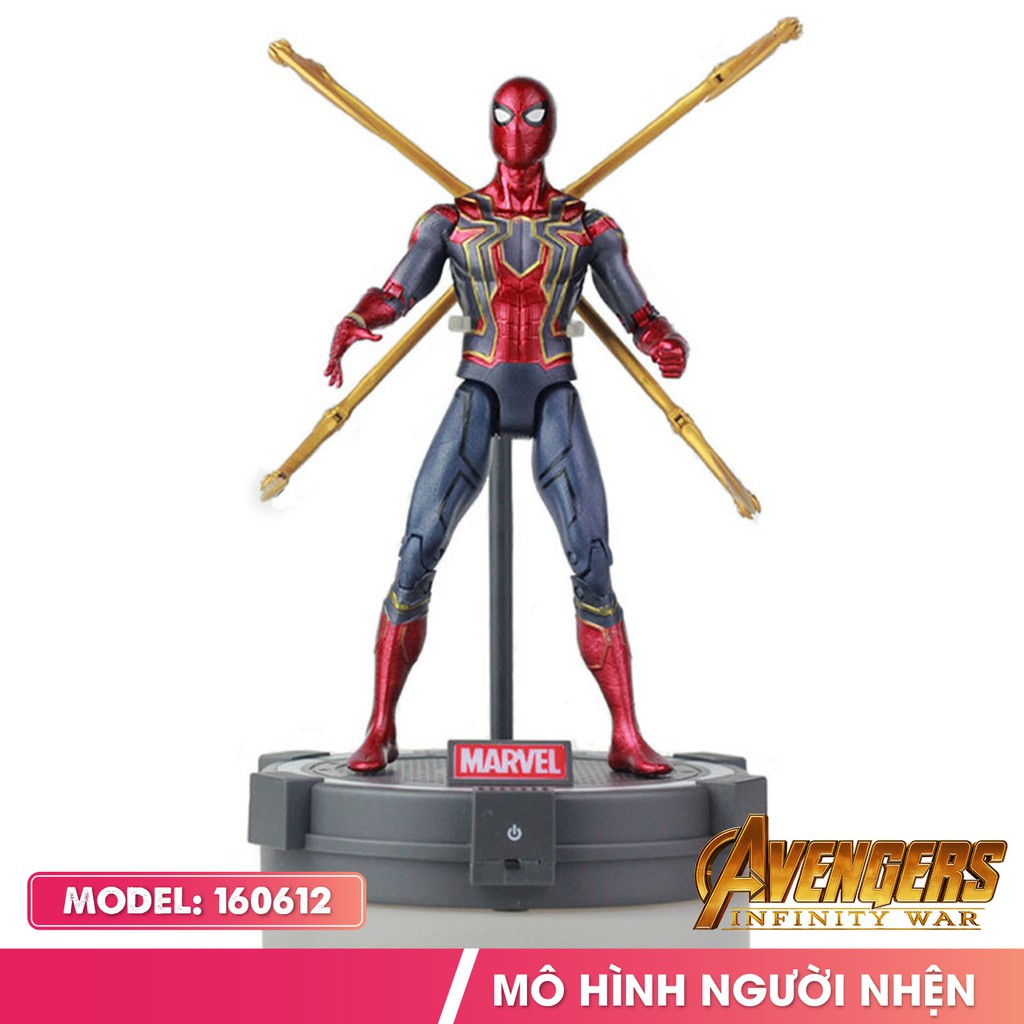 Đồ chơi mô hình người nhện Spider Man 160612 trong bộ giáp Iron Spider kèm đế nhựa có đèn