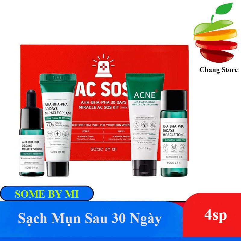 [CHÍNH HÃNG] Bộ Kit Giảm Mụn Some By Mi AC SOS AHA BHA PHA 30 Days