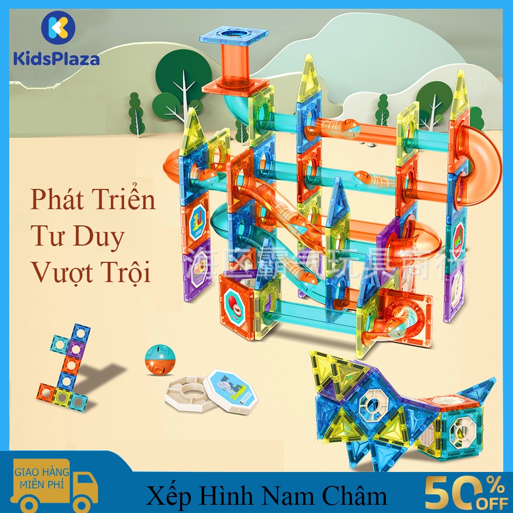 Đồ chơi trẻ em xếp hình nam châm, xếp hình từ tính Magnetic Blocks chất liệu cao cấp lực hút mạnh.