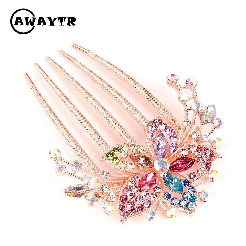 Trâm Cài Tóc Hợp Kim Hình Hoa Đính Đá Pha Lê Phong Cách Hàn Quốc Mới Cho Nữ