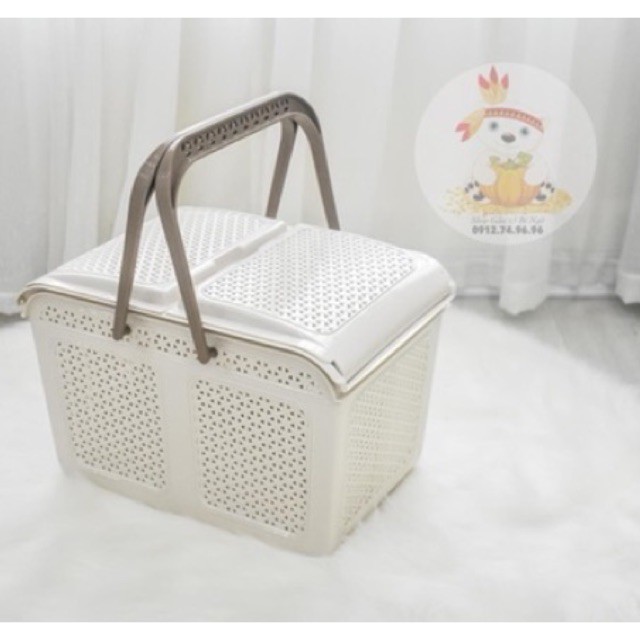 Làn nhựa đi sinh đa năng có nắp mở rộng tiện lợi, Giỏ đựng đồ sơ sinh cho bé