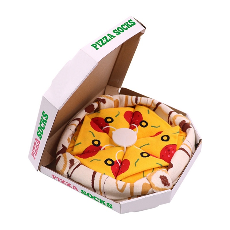 Brroa Bộ 4 Đôi Vớ Ngắn Cotton Chải Kỹ Thuật In Hình Pizza Vui Nhộn Unisex Giáng Sinh