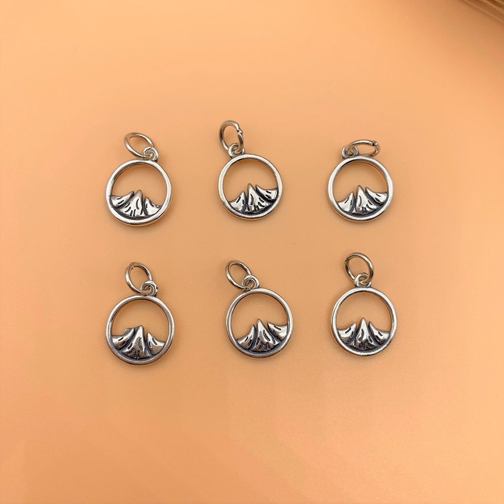 Charm móc treo tròn hình núi trong khung tròn - Charm Bạc 925 - Mã CA521 CB721