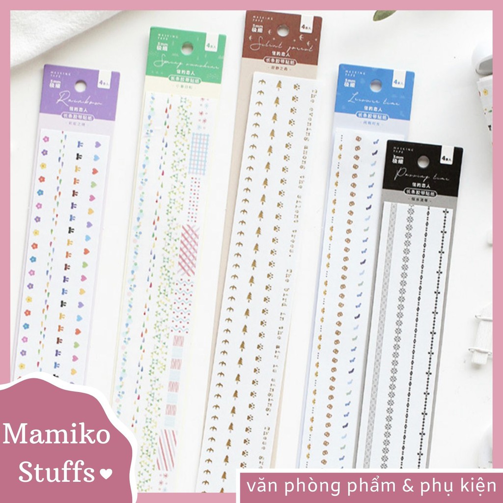 STICKER MASKING TAPE PASTEL TRANG TRÍ SỔ CÒNG/PLANNER