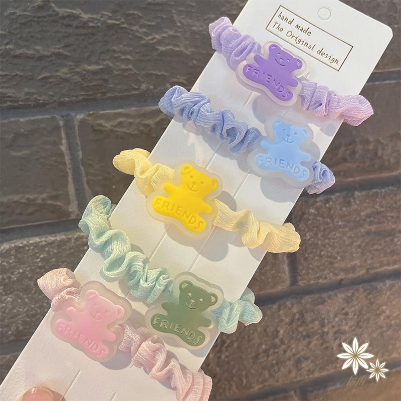 Dây Cột Tóc/Vòng Tay Hai Mặt Hình Gấu Hoạt Hình Dễ Thương Đa Năng Cho Cặp Đôi