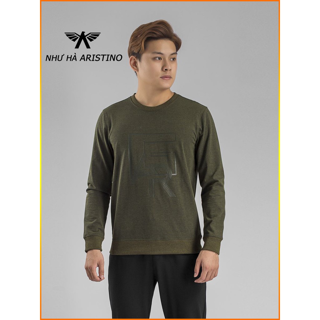 Áo Thu Đông Bo Tay Aristino ASW009w8 Slim Màu Xanh Rêu có S/M/L/XL