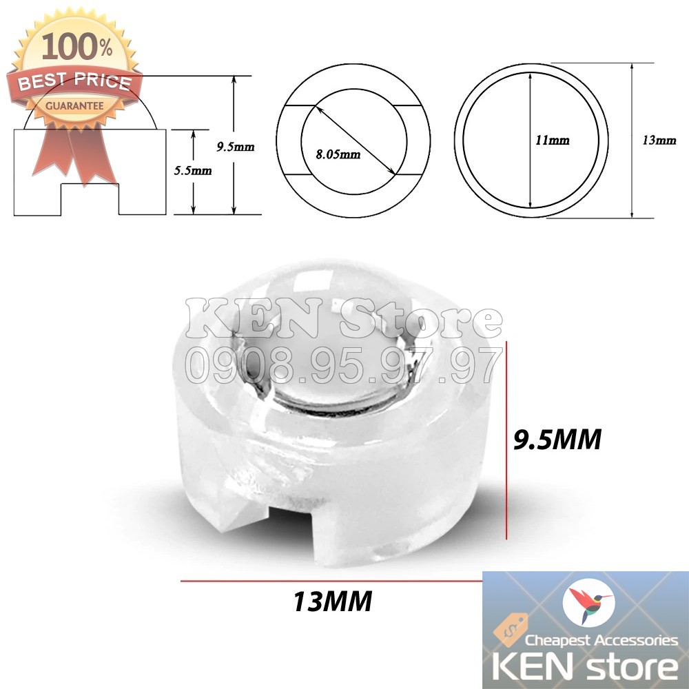 Bộ 5 chóa đèn, thấu kính 13mm cho chip led luxeon 1W 3W 5W | BigBuy360 - bigbuy360.vn