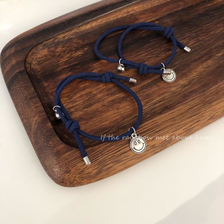 Vòng Đôi Nam Châm Smile Loki Accessories Hai Lớp Chất Liệu Vải - Lắc Tay Cặp Đôi Hàn Quốc - Nam Châm Smile (1 đôi)