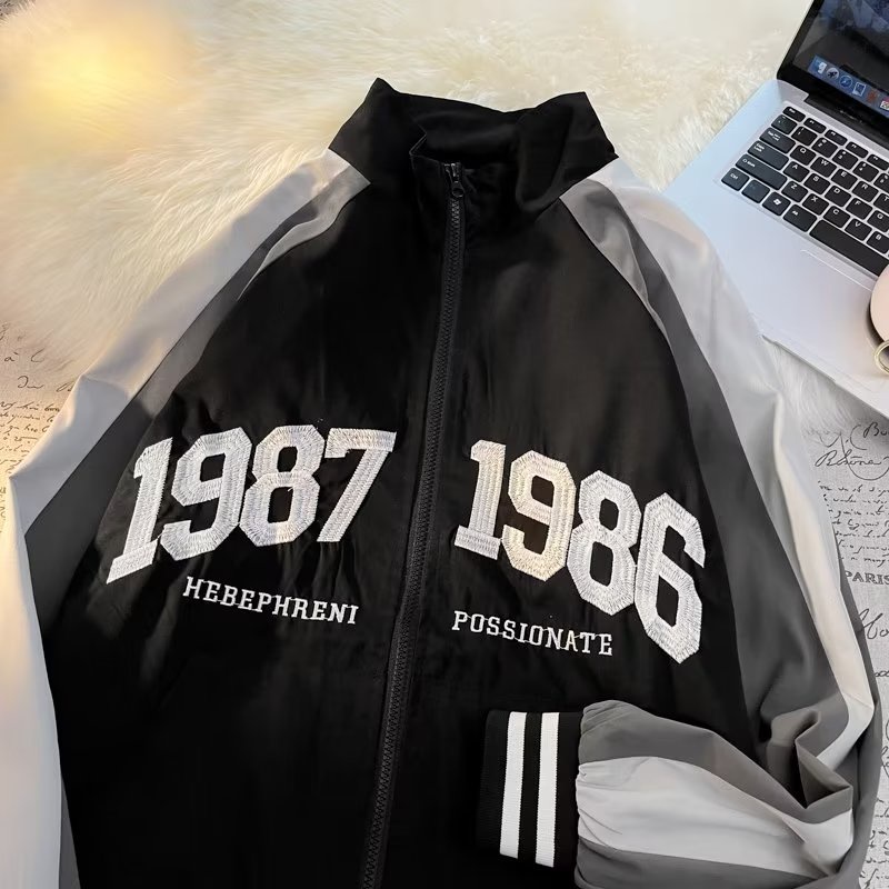 Áo Khoác Bóng Chày Có Khóa Kéo In Chữ Phong Cách Hàn Quốc Thời Trang Cho Nam Và Nữ