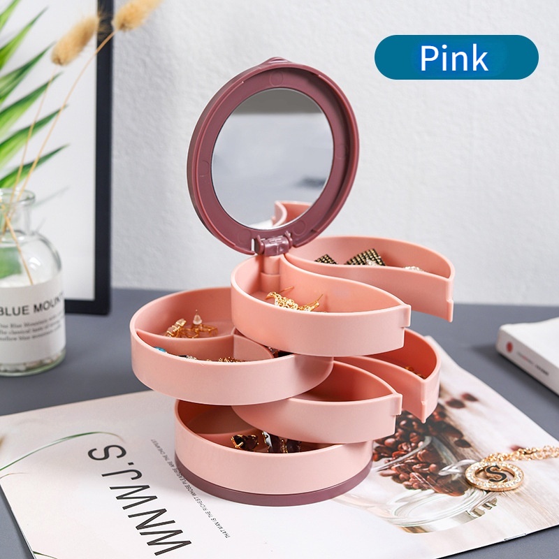 Hộp Đựng Trang Sức/Trang Sức Thiết Kế Bốn Tầng Có Thể Xoay 360 Độ Tiện Dụng