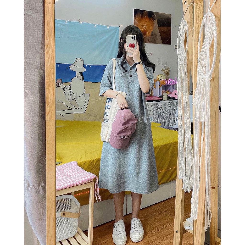 Váy Thun Suôn Polo Nút Gỗ 168414 | BigBuy360 - bigbuy360.vn