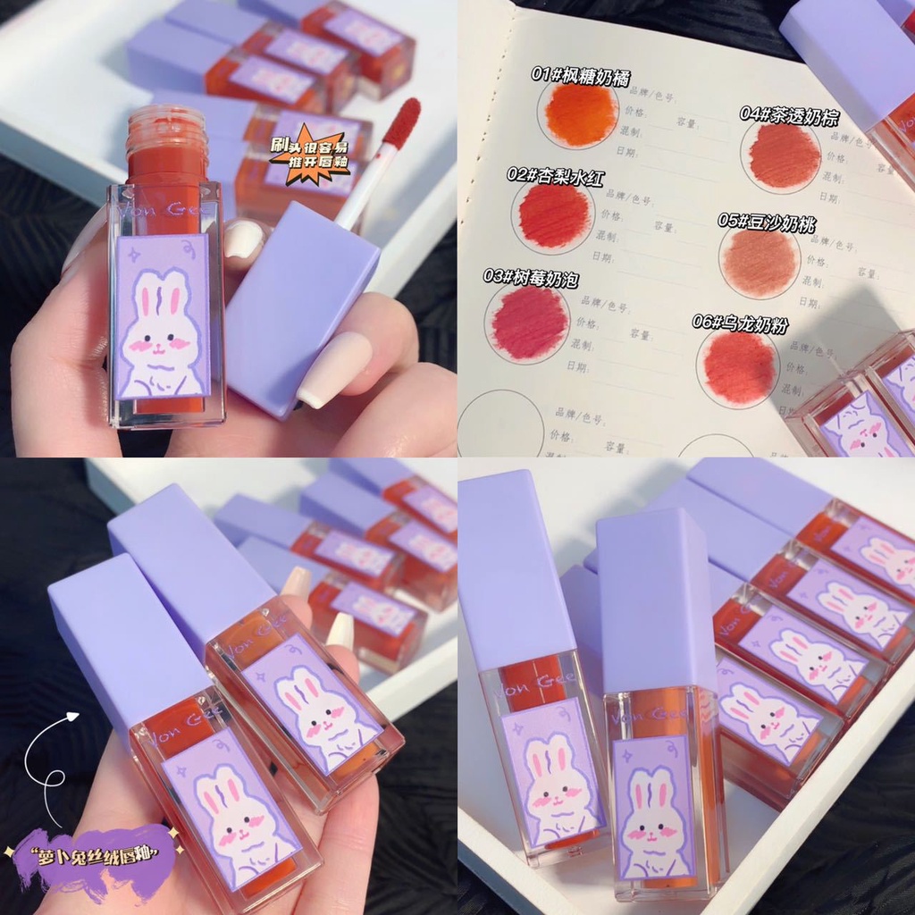 Von Gee® Son Môi Chống Thấm Nước Không Phai Màu Thiết Kế Vỏ Hình Thỏ Dễ Thương