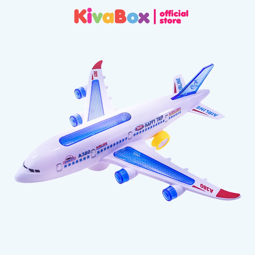 Máy bay đồ chơi mô hình Kivabox, mô hình máy bay A380, có đèn led, âm thanh mô phỏng thực tế