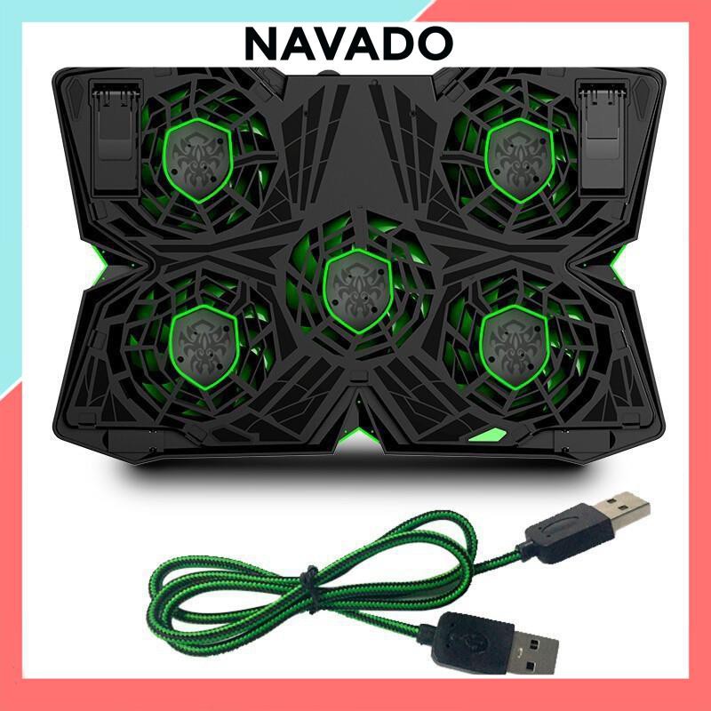 Đế tản nhiệt laptop 5 quạt cảm ứng chống trượt làm mát nhanh quạt tản nhiệt đèn led Cool 2S tản nhiệt gaming