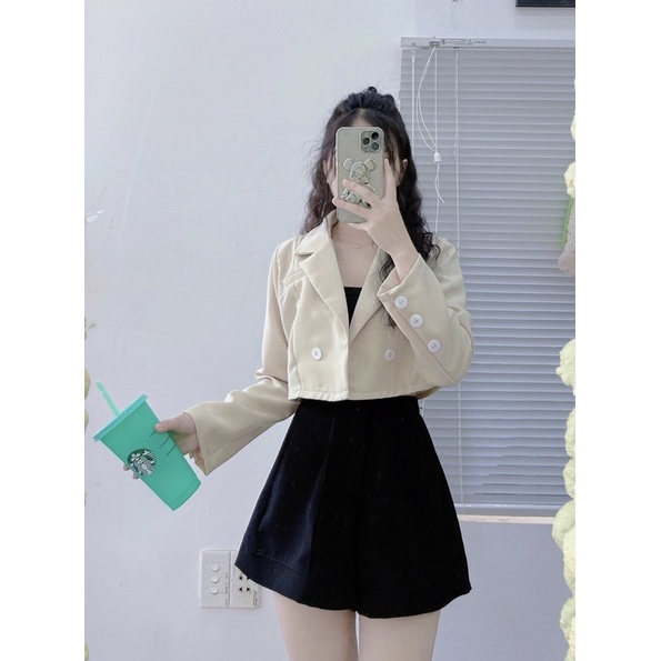 Áo khoác vest crop tay dài