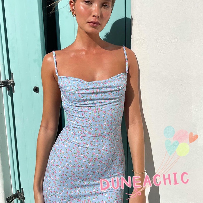 Đầm Maxi Hai Dây Hở Lưng Phong Cách Boho Cho Nữ