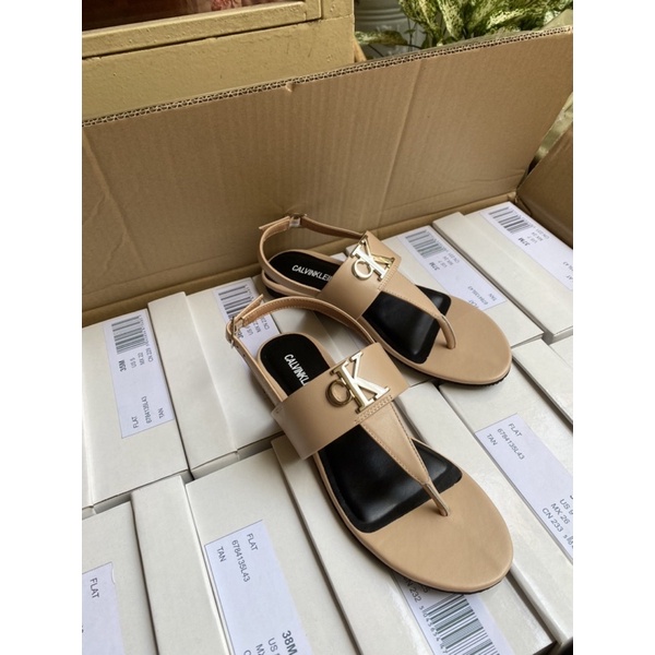 Giày sandal quai kẹp CK da thật xuất khẩu