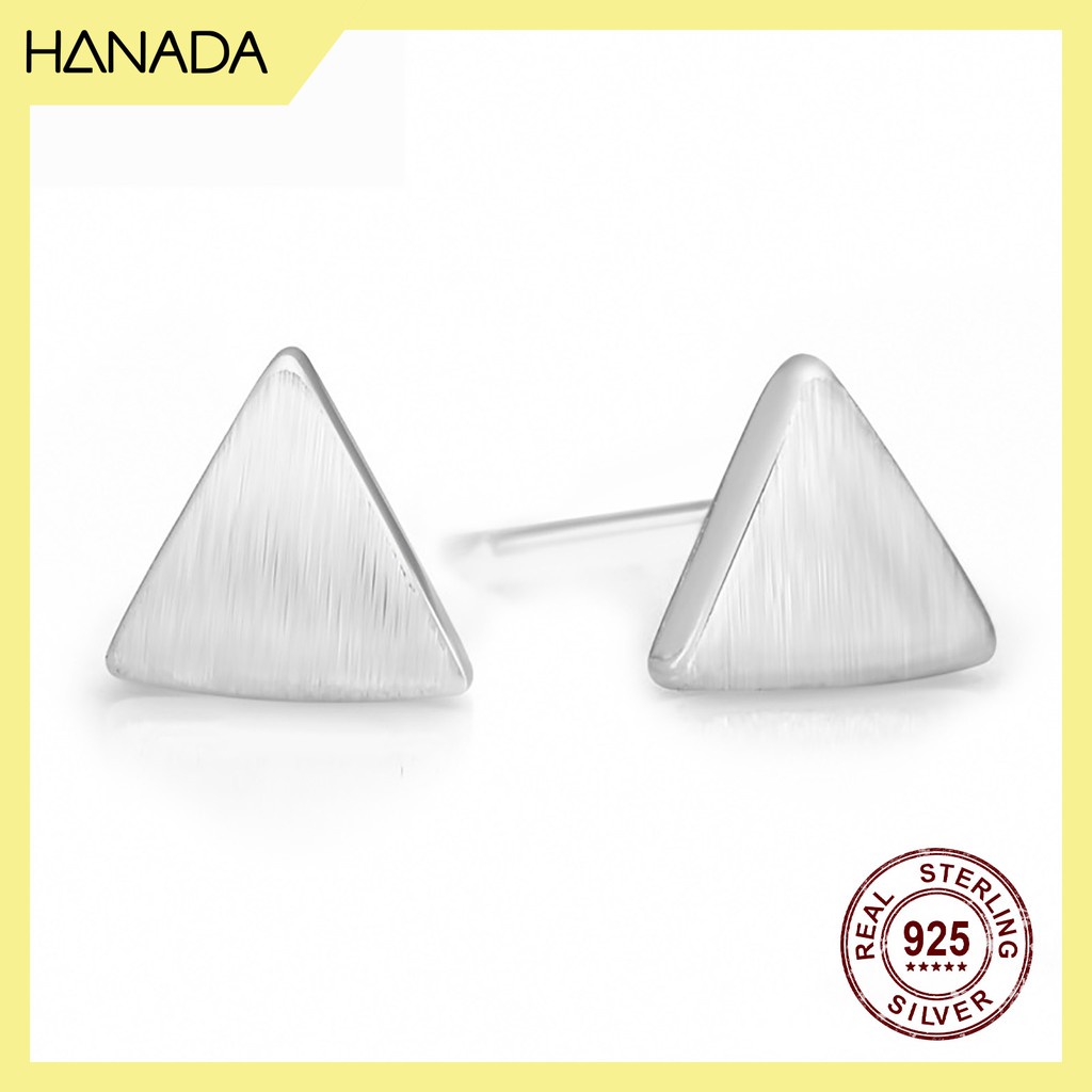Bông Tai Bạc 925 Hanada 0460 Tam Giác Nhám A6