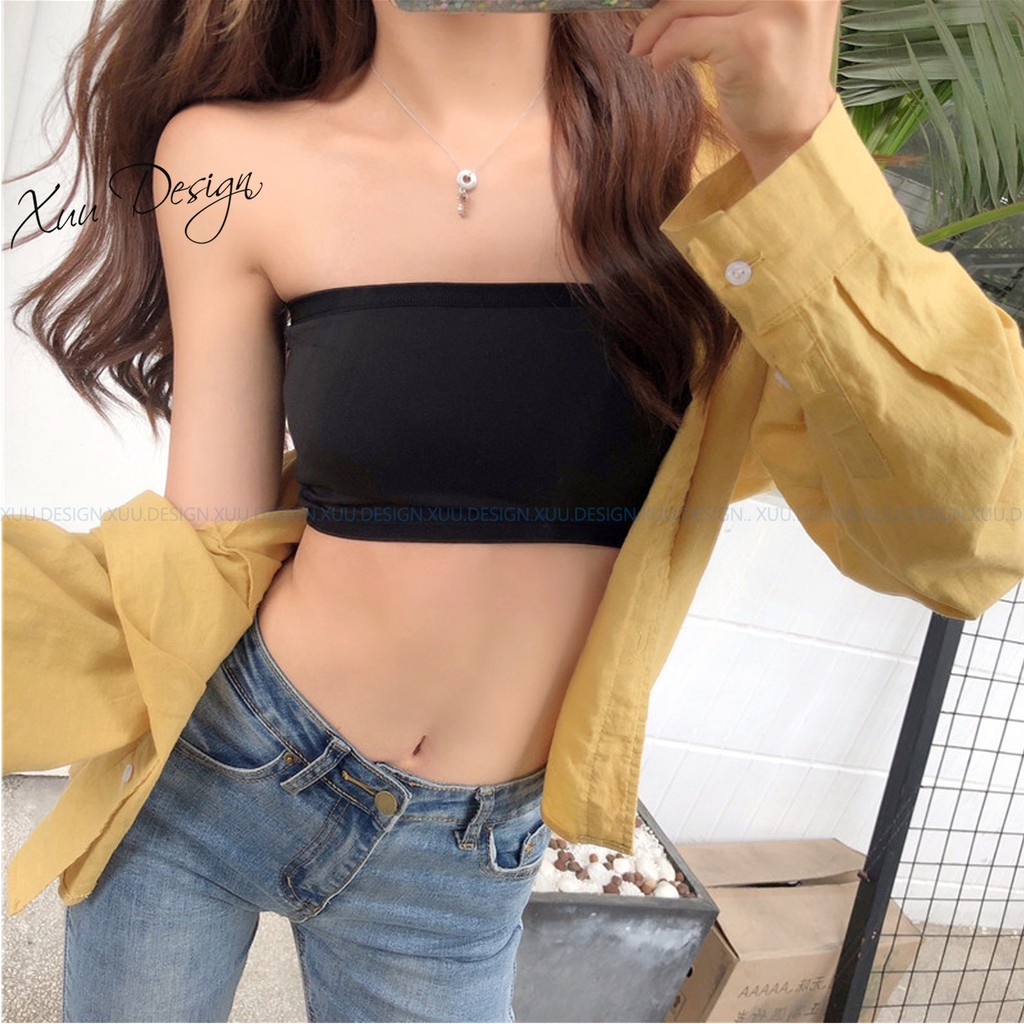 Áo quây ngực  croptop nữ không đệm thun trơn dáng ôm màu trơn không dây Xuu Design AD06 | BigBuy360 - bigbuy360.vn