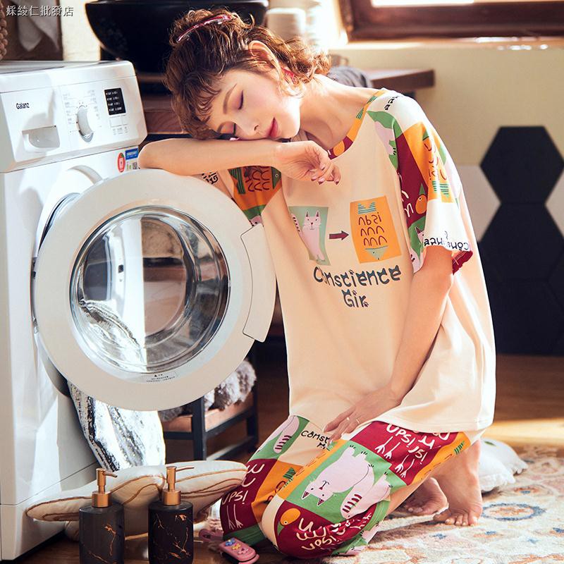 Bộ Đồ Ngủ Cotton Tay Ngắn Thời Trang Xuân Thu Cho Nữ | BigBuy360 - bigbuy360.vn