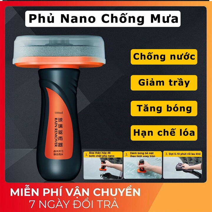 Chai xịt phủ Nano chống mưa/ sương mù làm sạch kính chắn gió kính cửa sổ chuyên dụng dành cho xe hơi, kính cận - 100ML