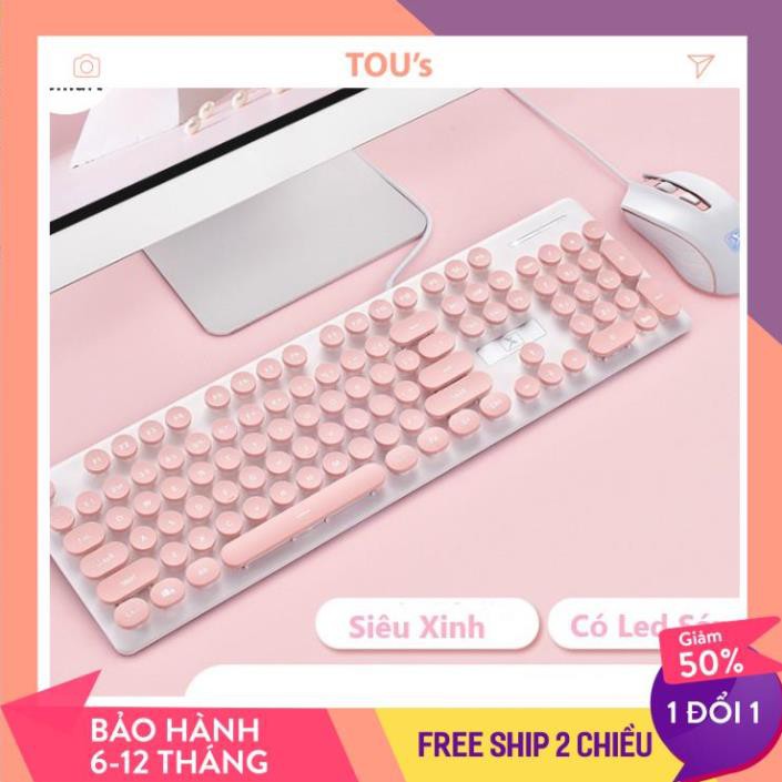 Bộ Bàn Phím Và Chuột Siêu Xinh N518 Cao Cấp Có Đèn Led Sáng Chữ, Phím Bấm Siêu Chuẩn
