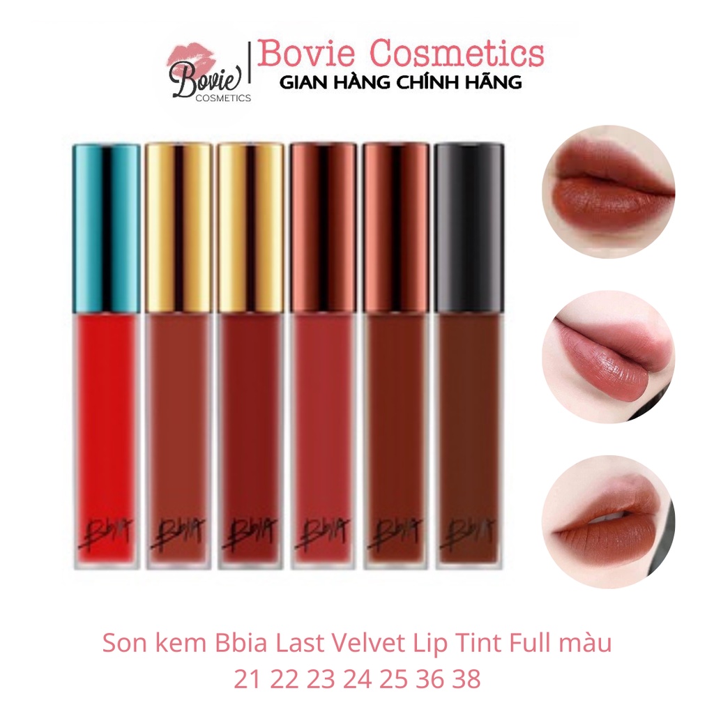 [Bạn mới nhập COSHBM -50% đơn 0Đ] Son kem Bbia Last Velvet Lip Tint Full màu 21 22 23 24 25 36 38