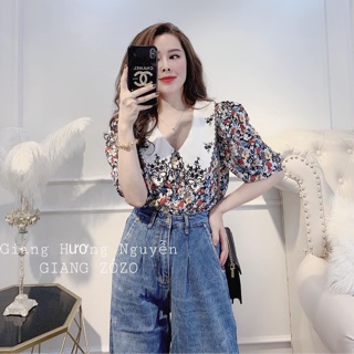 Áo hoa nhí với chân váy trắng hàng đẹp Quảng Châu