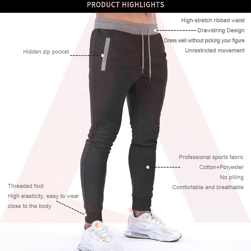 Quần chạy bộ Nam Có Túi Khóa Kéo Plus Size