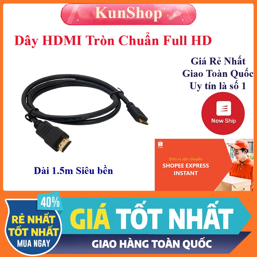 ❤️KunShopVn❤️ Dây HDMI Tròn Chuẩn Full HD Dài 1.5m siêu bền giá cực sốc Dây HDMI Siêu Rẻ Cáp HDMI 2 đầu