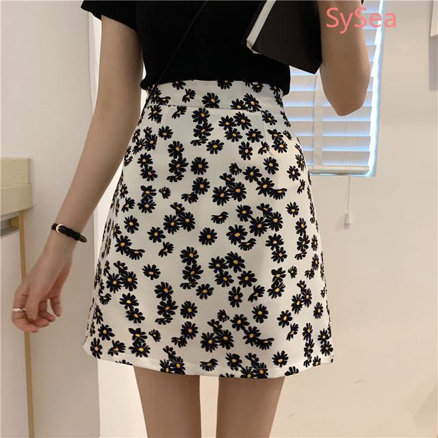 Chân Váy Midi Lưng Cao Chất Chiffon Hoạ Tiết Hoa Cúc Phong Cách Retro | BigBuy360 - bigbuy360.vn