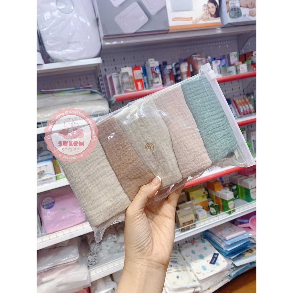 Set 5c khăn sữa Muslin 4 lớp siêu mềm cho bé