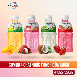 Combo 4 Chai Nước Thạch Dừa  MOGU MOGU - MIX 4 Vị