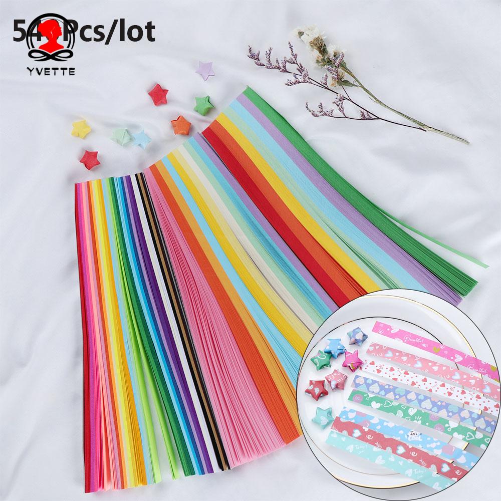 Set 540 Tờ Giấy Gấp Ngôi Sao Nhiều Màu Sắc Dùng Để Trang Trí Thủ Công Diy