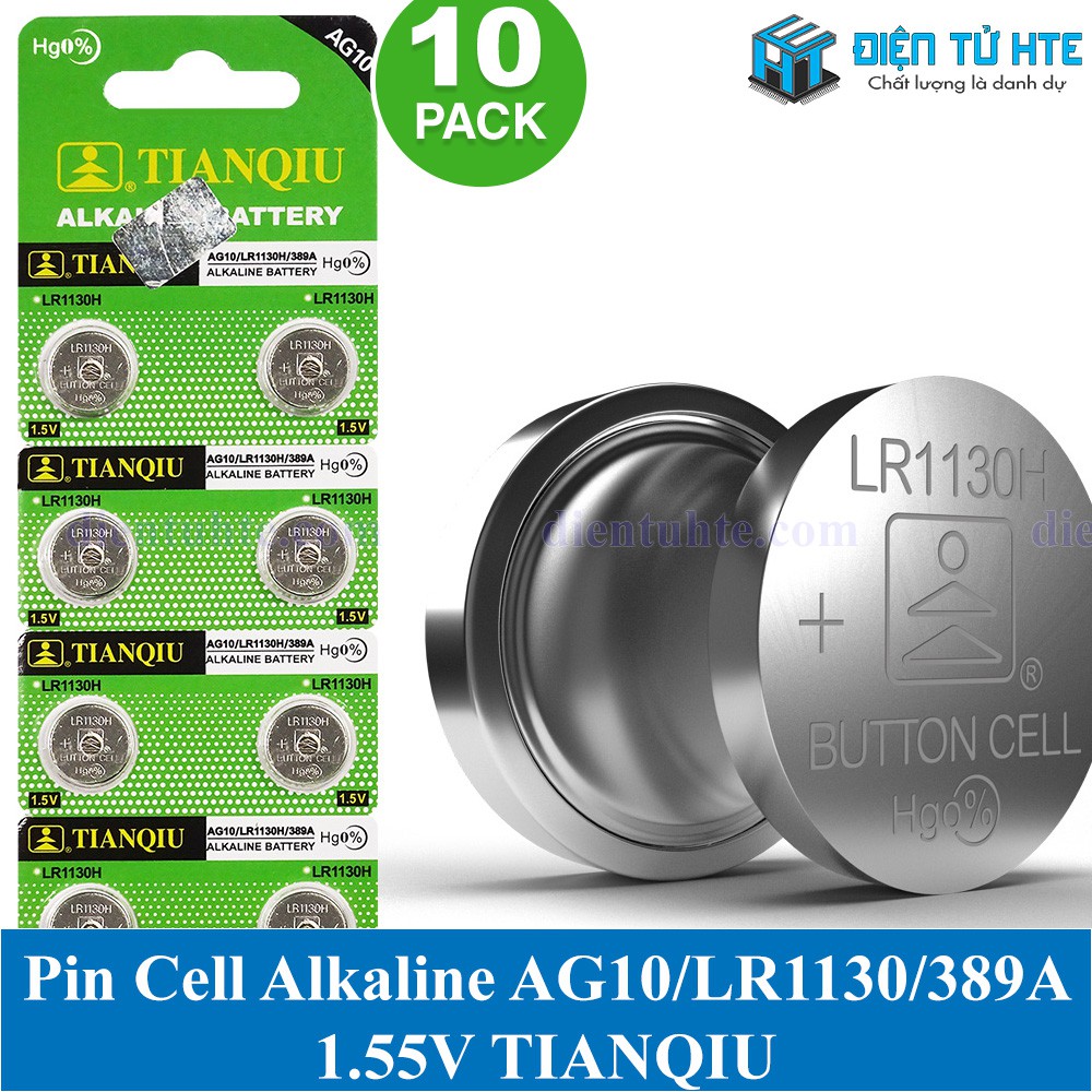Bộ 4 viên Pin TIANQIU LR1130 AG10 1.55V Alkaline (Trong vỉ)