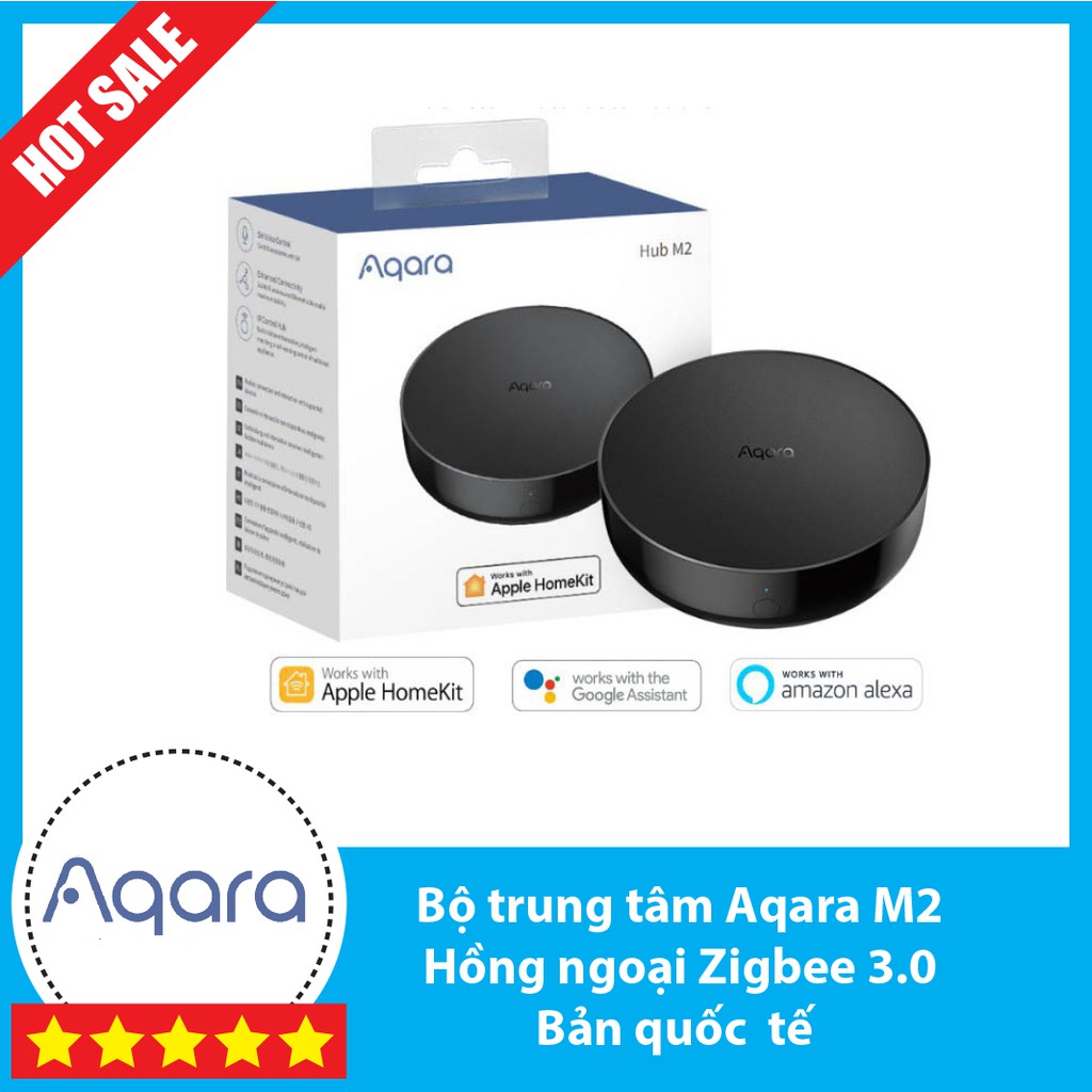 Aqara Hub M2 - Zigbee 3.0, Bluetooth tương thích Apple HomeKit, cổng LAN RJ45, tích hợp loa, tích hợp hồng ngoại.