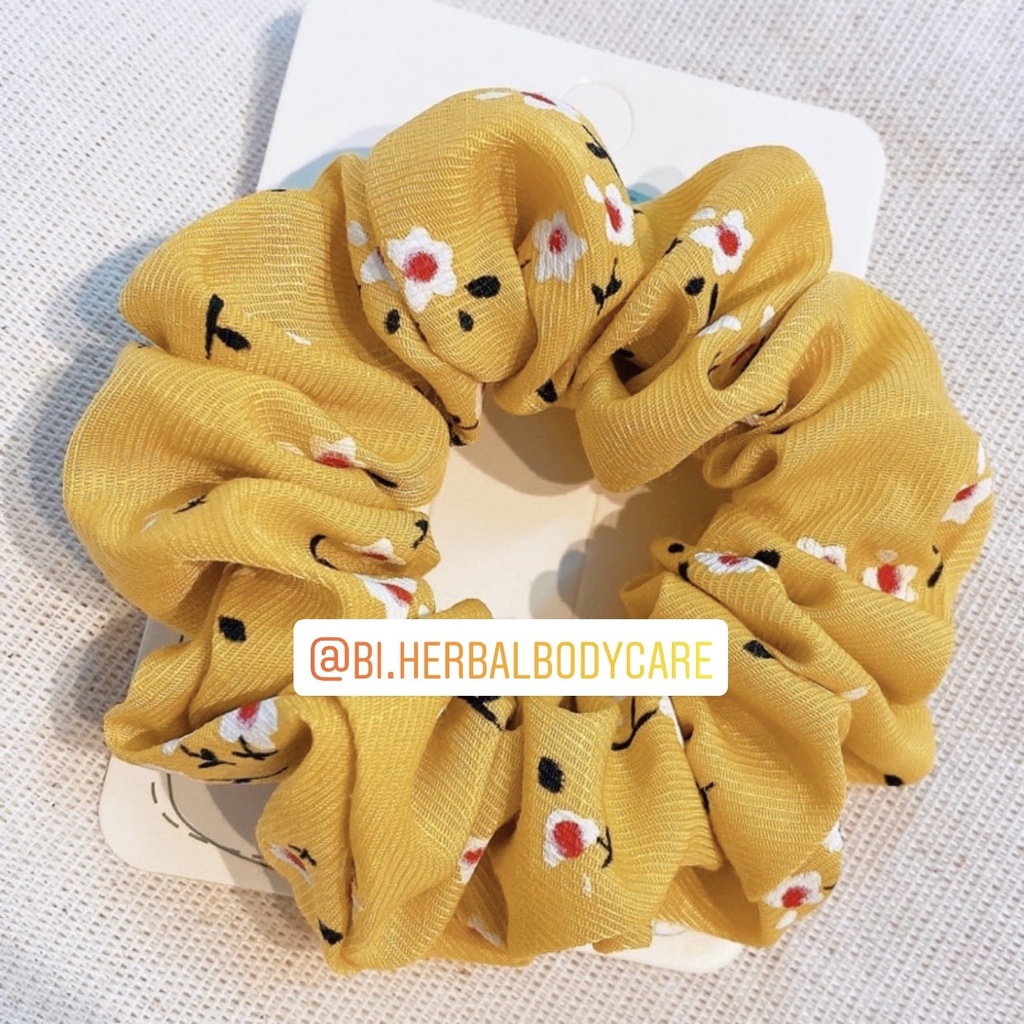 [Handmade] Scrunchies cột tóc buộc tóc họa tiết hoa anh đào nhí dễ thương nhiều màu