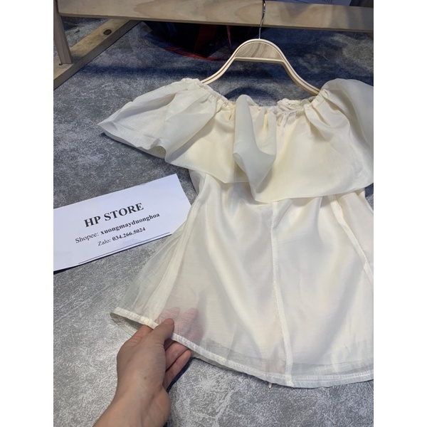 Áo tơ trễ vai chiết eo bèo ngực siêu xinh