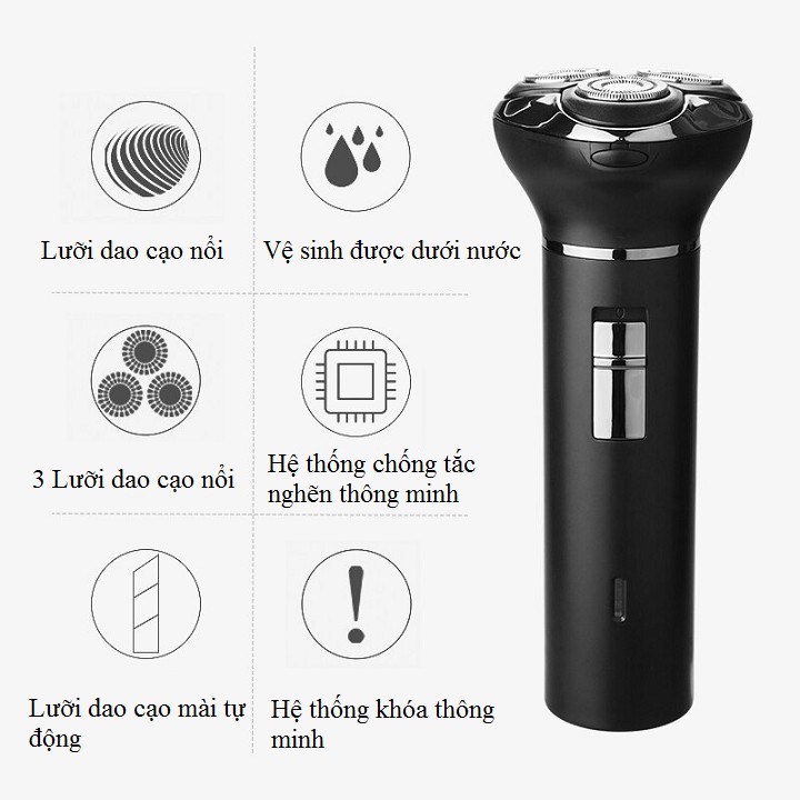 Máy cạo râu 3 trong 1 Shaver 4D model TX2 có tính năng tự động mài lưỡi sắc bén pin sạc chống nước - có bảo hành