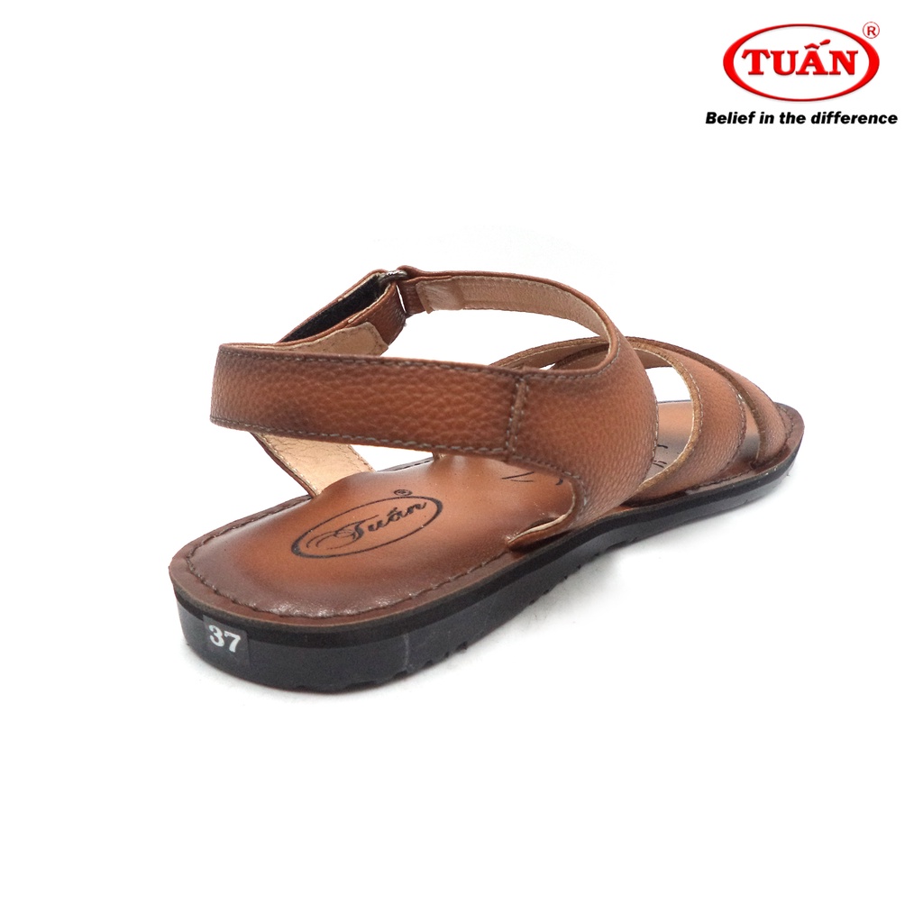 Xăng đan nữ đế bằng quai da bò tự nhiên thương hiệu Tuấn AXHU-H37