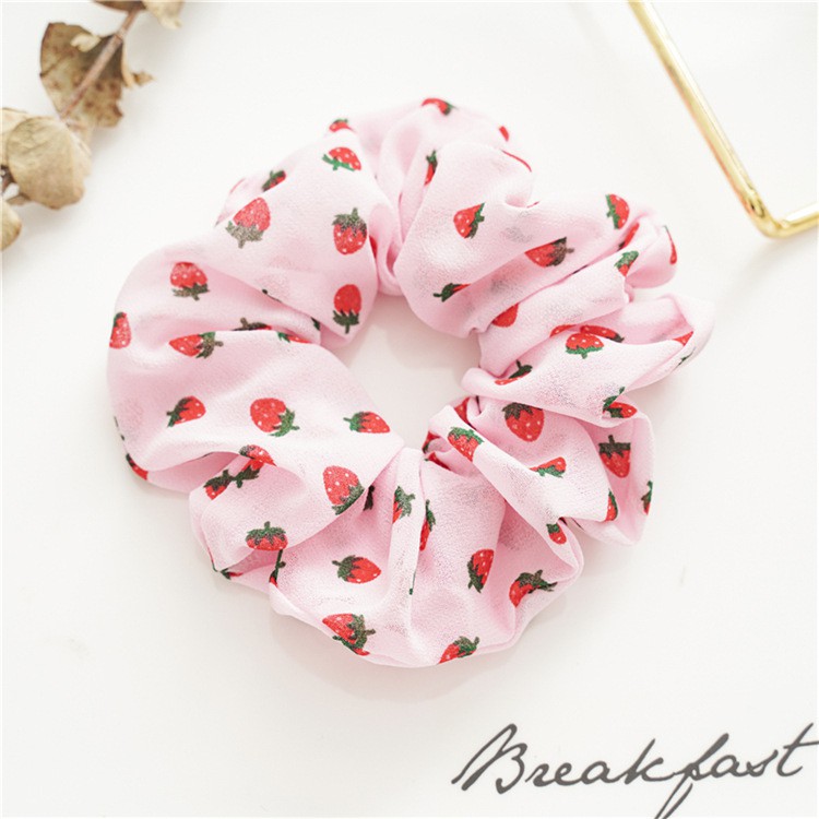 Dây Buộc Tóc Scrunchies Hàn Quốc Mẫu Cherry, Dâu Mới Xinh Xắn