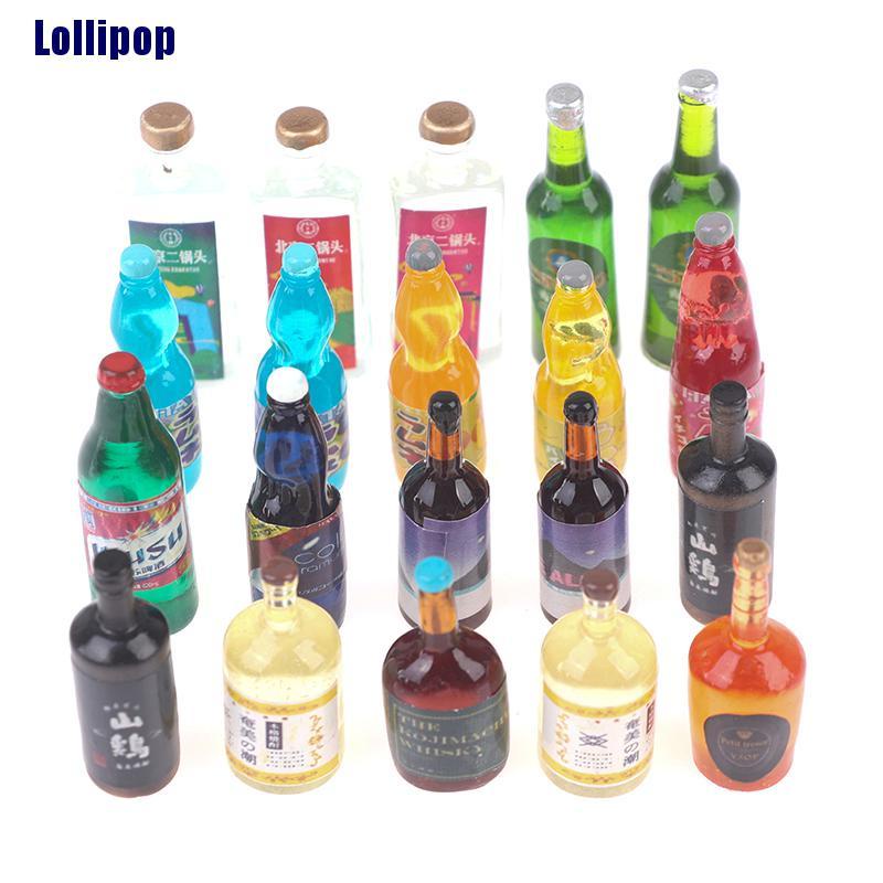 Set 20 mô hình chai nước tỉ lệ 1:6 1:12 trang trí nhà búp bê