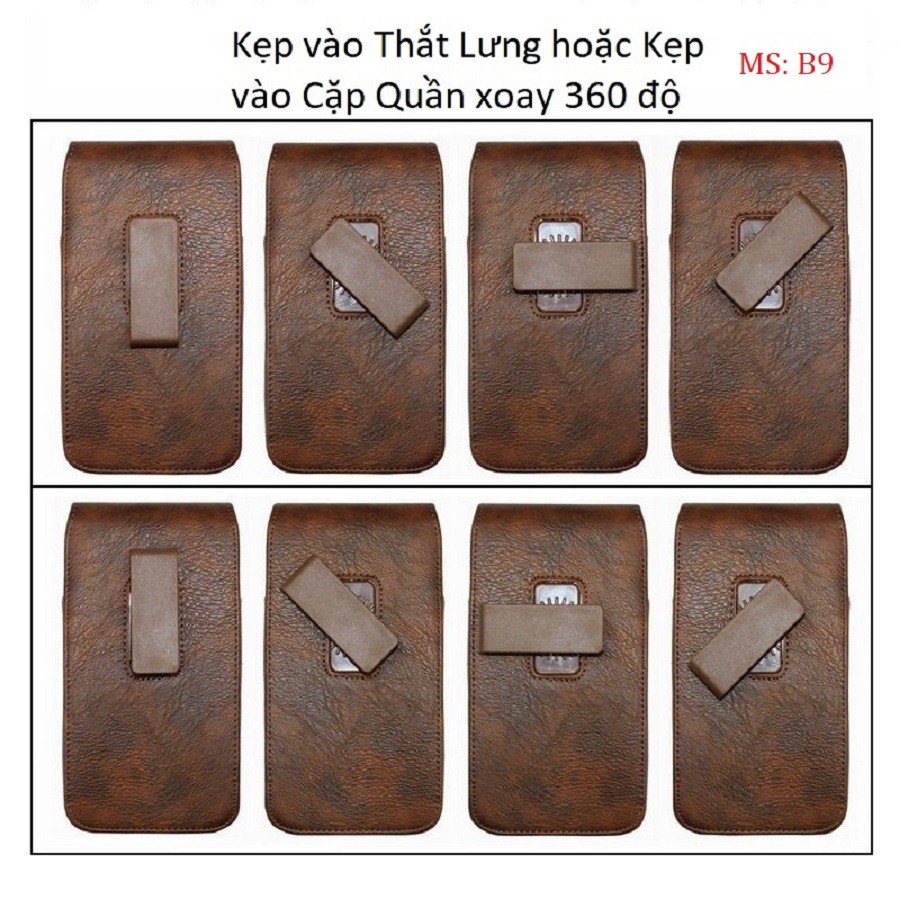 Bao da đựng điện thoại - túi da đeo thắt lưng MÃ B9 nhiều Szie kẹp xoay 360 độ tiện dụng | BigBuy360 - bigbuy360.vn