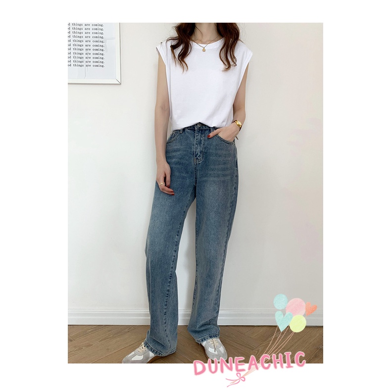 DUNEA Áo thun sát nách cổ tròn thiết kế đơn giản dành cho nữ